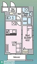 上石神井・Nマンション 1LDKの間取図画像