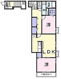 コリーヌ 2LDKの間取図画像