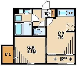 ディールーム元町 1LDKの間取図画像
