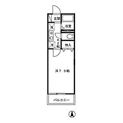 ウィズ中村橋2 1Kの間取図画像