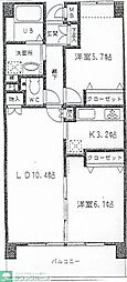 朝日レジデンス 2LDKの間取図画像