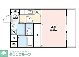 ポン・ドゥ・ボナール2 1Kの間取図画像