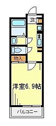 レオネクストラッポラ 1Kの間取図画像