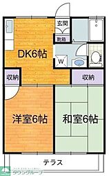 ユートピアメゾン高野台 2DKの間取図画像