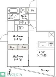 都営三田線 板橋本町駅 徒歩7分の賃貸マンション 1階2LDKの間取り