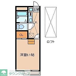西武新宿線 田無駅 徒歩14分の賃貸アパート 1階1Kの間取り