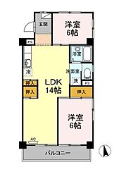 パーク・サイド杉浦II 2階2LDKの間取り