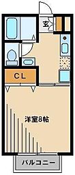西武池袋線 清瀬駅 徒歩12分の賃貸アパート 1階1Kの間取り