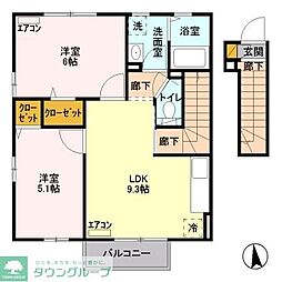 ハーモニー 2階2LDKの間取り