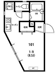 PAO上石神井 1階ワンルームの間取り