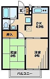 エステートロイヤル8号棟 1階2DKの間取り