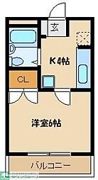 三友ハウス 2階1Kの間取り