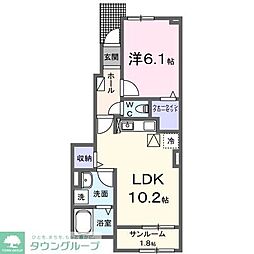 メゾンヒカリ 1階1LDKの間取り