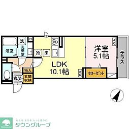 D-comodo 野塩 102 1階1LDKの間取り