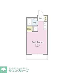 ドームNCB 2階ワンルームの間取り