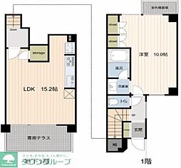 グローイングコート中野江原町 1階1LDKの間取り