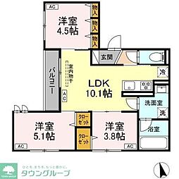 (仮称)板橋区高島平2丁目PJ 201 2階3LDKの間取り