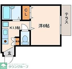 Aiマンション 1階1Kの間取り