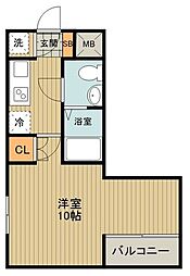 Beverly Homes 下赤塚 5階1Kの間取り
