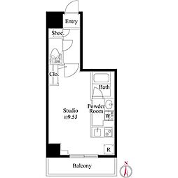 GENOVIA武蔵関公園skygarden 4階ワンルームの間取り