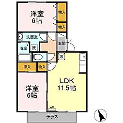 アベニール21 1階2LDKの間取り