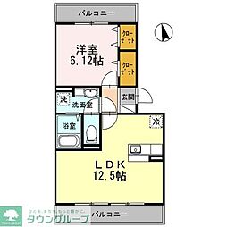 シャンドーレ西高島平 2階1LDKの間取り