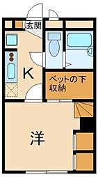 レオパレスステラハウス 3階1Kの間取り
