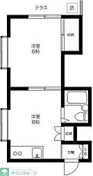 山岸ハイツ 1階1DKの間取り