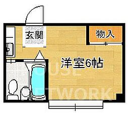 京都市営烏丸線 松ヶ崎駅 徒歩10分の賃貸アパート 1階ワンルームの間取り