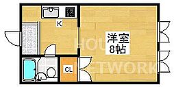 京都市営烏丸線 四条駅 徒歩4分の賃貸マンション 3階1Kの間取り