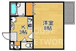 グランデヴェラ 2階1Kの間取り