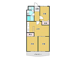 南国マンションニュー貴船 3LDKの間取図画像