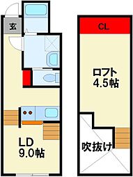 ラ シエスタ飯塚 2階1Kの間取り