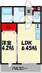 clair（クレール） 1階1LDKの間取り