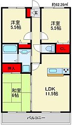 ルネスコスモ 3LDKの間取図画像
