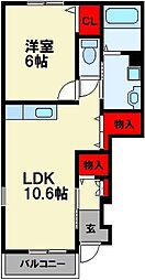 アルカンシエル 1LDKの間取図画像