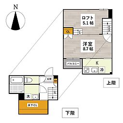 ADC新飯塚 1Kの間取図画像