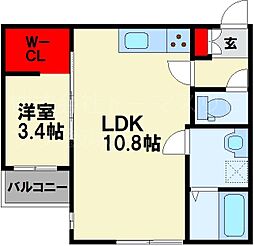 TRIOVE飯塚バスターミナル前 1LDKの間取図画像