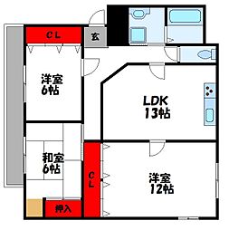 アーベイン川津 3LDKの間取図画像