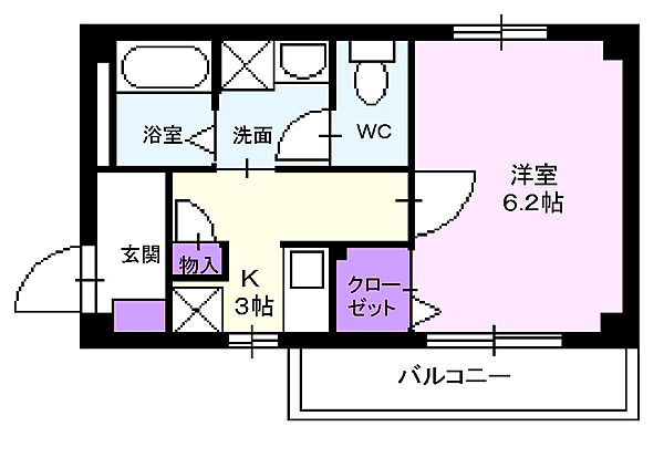 メロウビュ－ 103｜大阪府羽曳野市軽里3丁目(賃貸アパート1K・1階・24.89㎡)の写真 その2