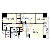 グランドメゾン大阪上本町  ｜ 大阪府大阪市天王寺区上汐3丁目（賃貸マンション3LDK・10階・75.71㎡） その2