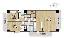 ライオンズガーデン南陽町 2SLDKの間取図画像