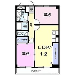 富山地方鉄道上滝線 大泉駅 バス6分 松ヶ丘下車 徒歩1分の賃貸マンション 2階2LDKの間取り