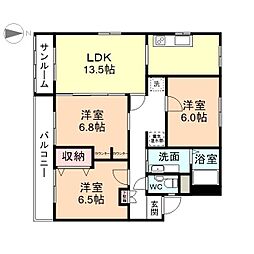 レフィナード 3LDKの間取図画像