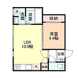 富山地鉄富山港線 奥田中学校前駅 徒歩9分の賃貸アパート 2階1LDKの間取り