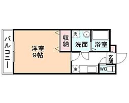 ピースフルII 107 1階1Kの間取り