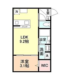 INTEGRAL　Mellow 202 2階1LDKの間取り