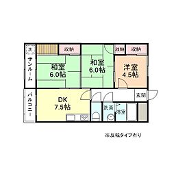 エンゼルハイム布瀬 3DKの間取図画像