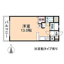 パークヒルズ黒瀬 ワンルームの間取図画像