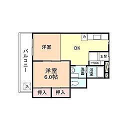レヂデンスミキオ 1LDKの間取図画像